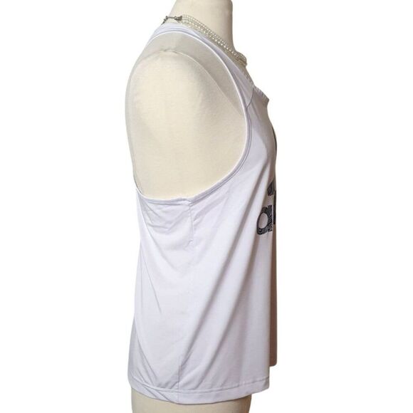 Adidas Womens Racerback Tank L White Primegreen Top Split Back Athletic Workout - Picture 2 of 6